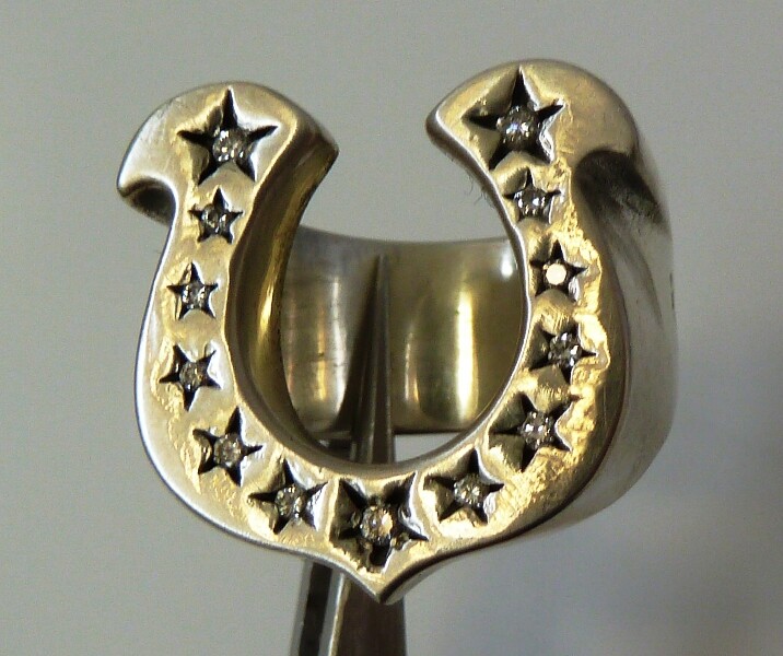 Vintage TENDERLOIN Horseshoe Ring Diamond Sterling Silver Gabor
