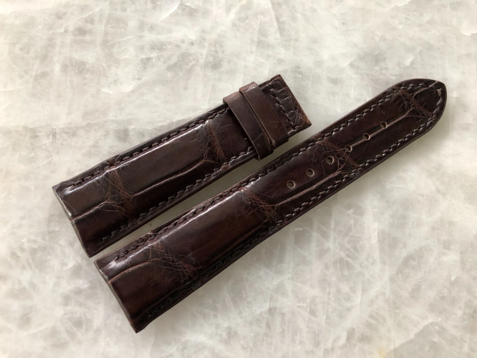 22mm/18mm Brown Alligator Crocodile Embossed Leather Watch Strap Band