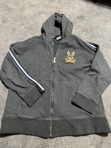 Psycho Bunny Kids XL Pierce Essential French Terry Zip Hoodie Sweatshirt Gray