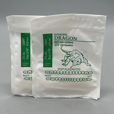 2 Komodo Dragon (READ) American Orthodontics Elastics Dental Rubber Bands Braces
