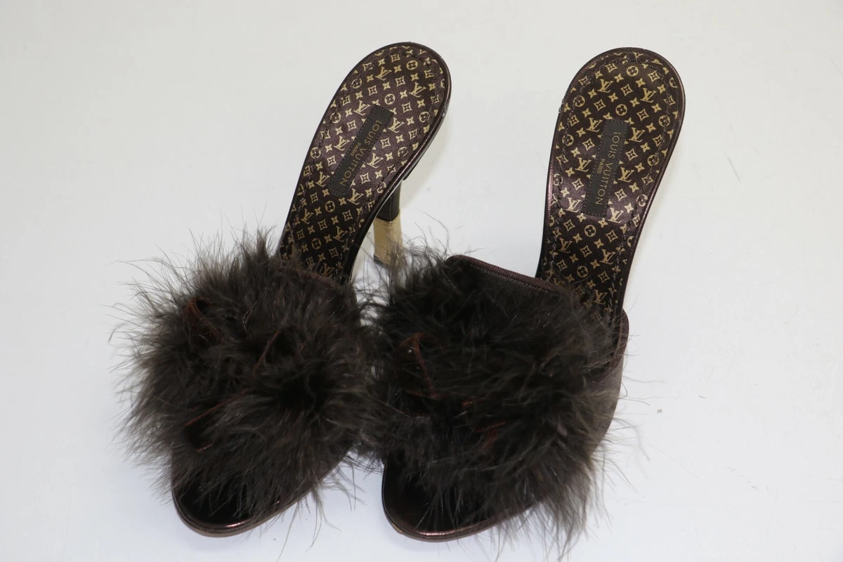 lv slides for women furry