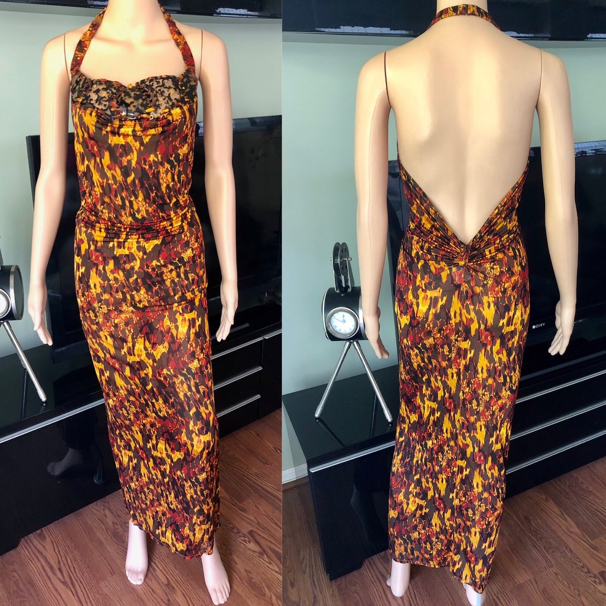 JEAN PAUL GAULTIER S/S 1997 Vintage Embellished Open Back Maxi Dress IT 40