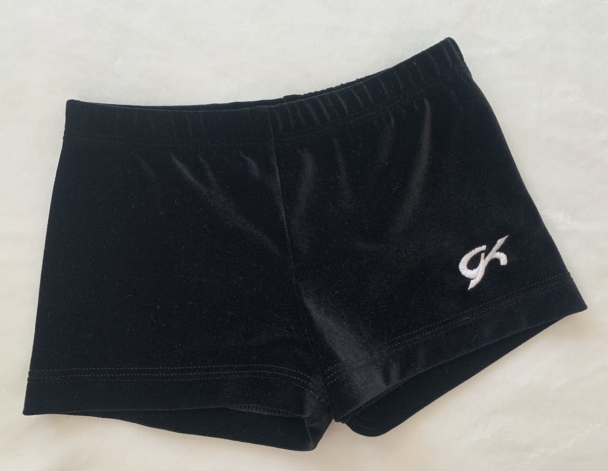 GK Elite SHORTS Leotard BLACK Velvet Velour Gymnastics MINI Bar