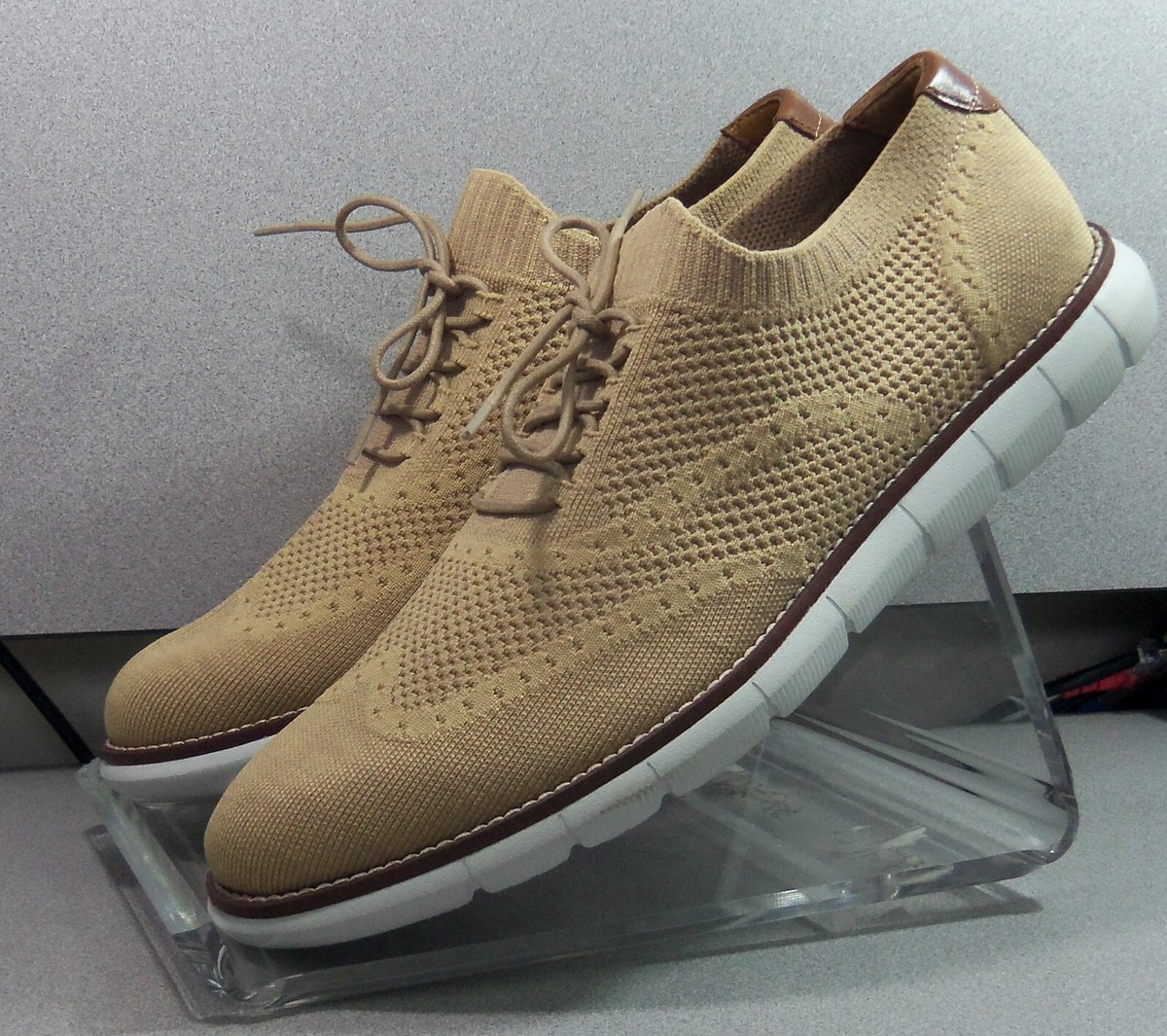 【ユウ】 208386 SP50 HOLDEN MEN'S SHOES SIZE 9 M BEIGE KNIT JOHNSTON