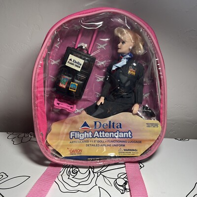 Delta Flight Attendant Fashion Doll New With Pink And Clear Backpack Daron