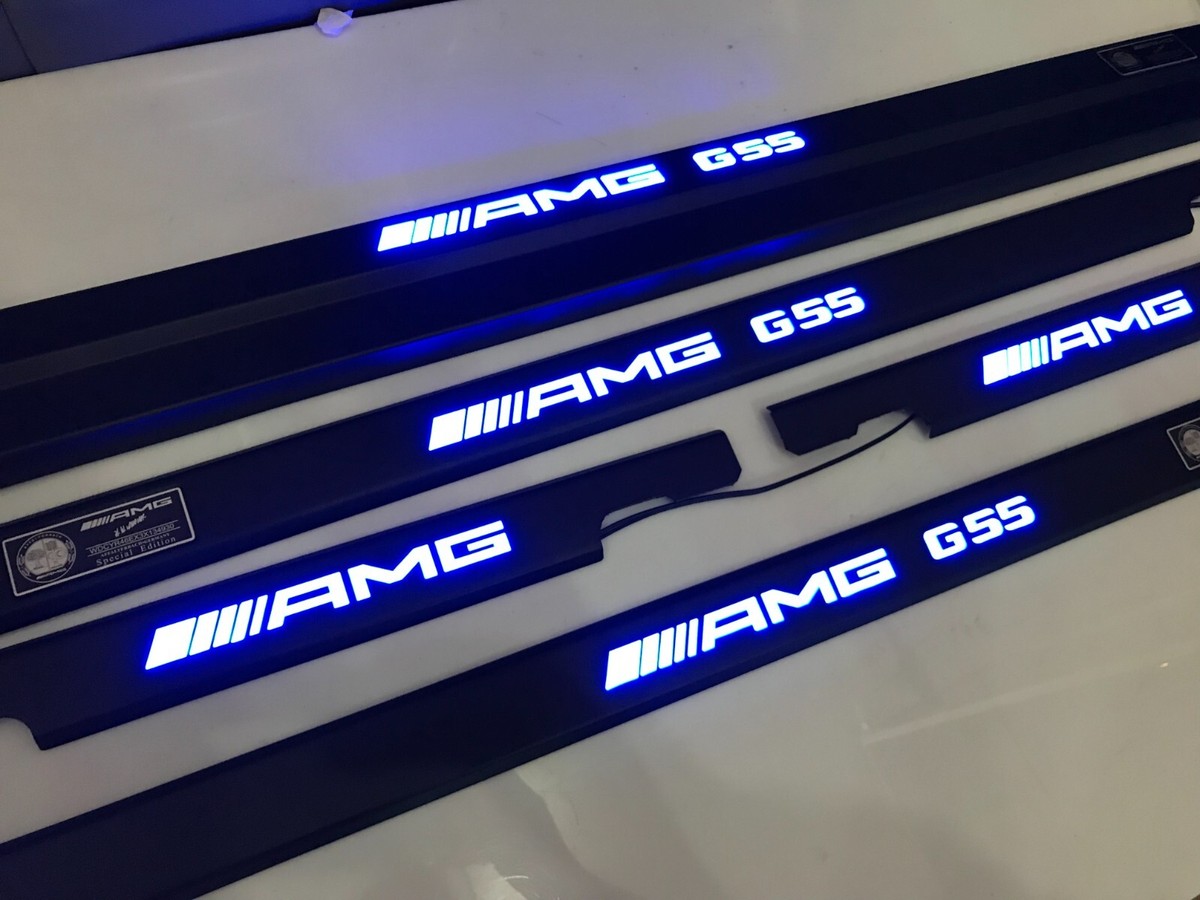 LED Door Sills Matte Black Door Scuff Plates fits G-Class W463