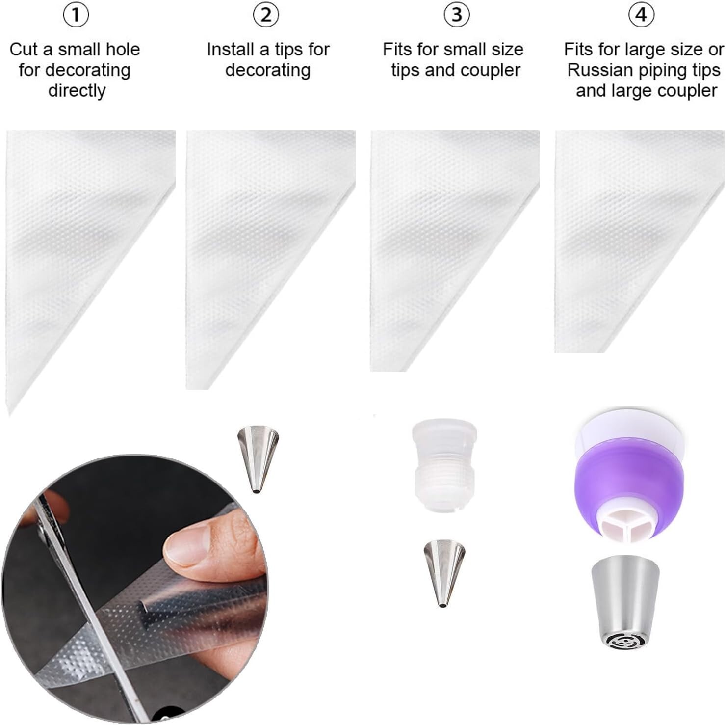 200 Pack 16 Inch Disposable Piping Bags Plastic Cake Icing Decorating Bags