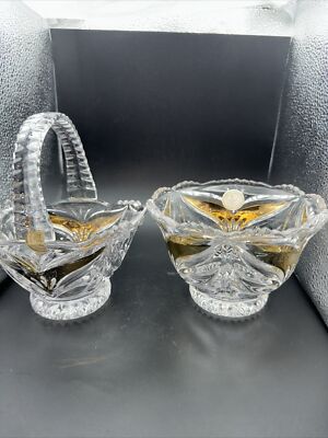 Crystal Clear Made In Germany 24% Lead Crystal Bowl And Basket