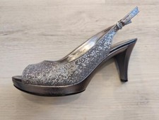 Womens Nine West Silver Sparkle Bling Heels (3"), US Size 8. - FREE SHIP