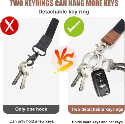 Luxurious Black Keychain Lanyard with Leather Detail for Stylish Men and Women - Picture 6 of 9