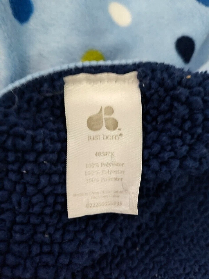 Manta de bebé a lunares Sherpa azul marino recién nacido verde blanco gris peluche Lovey Foto 3 de 3