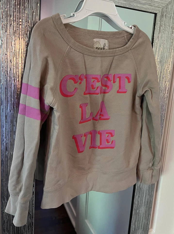 Lot of 2 Peek Girls Long Sleeve Crewneck Pink Print Graphic Sweatshirt Size 5 - Image 2 of 4