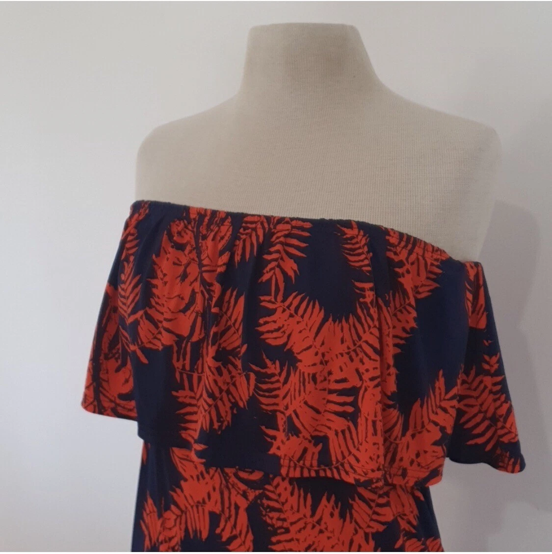 VETEMENTS BOOHOO Abito Stretchy Tema Tropicale Foglia di Palma 8 Maxi Party Boho Casual Estate