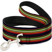 "Dog Leash 6-FEET Stripes Navy/Red/Yellow/Black/White/Green Wide 1.5\" (Us Import)"