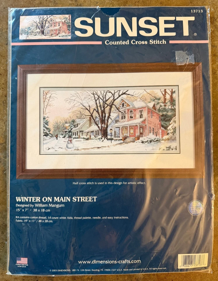 NEW Dimensions Sunset Winter On Main Street XMAS Counted Cross Stitch Kit 13713 - image 2 of 3