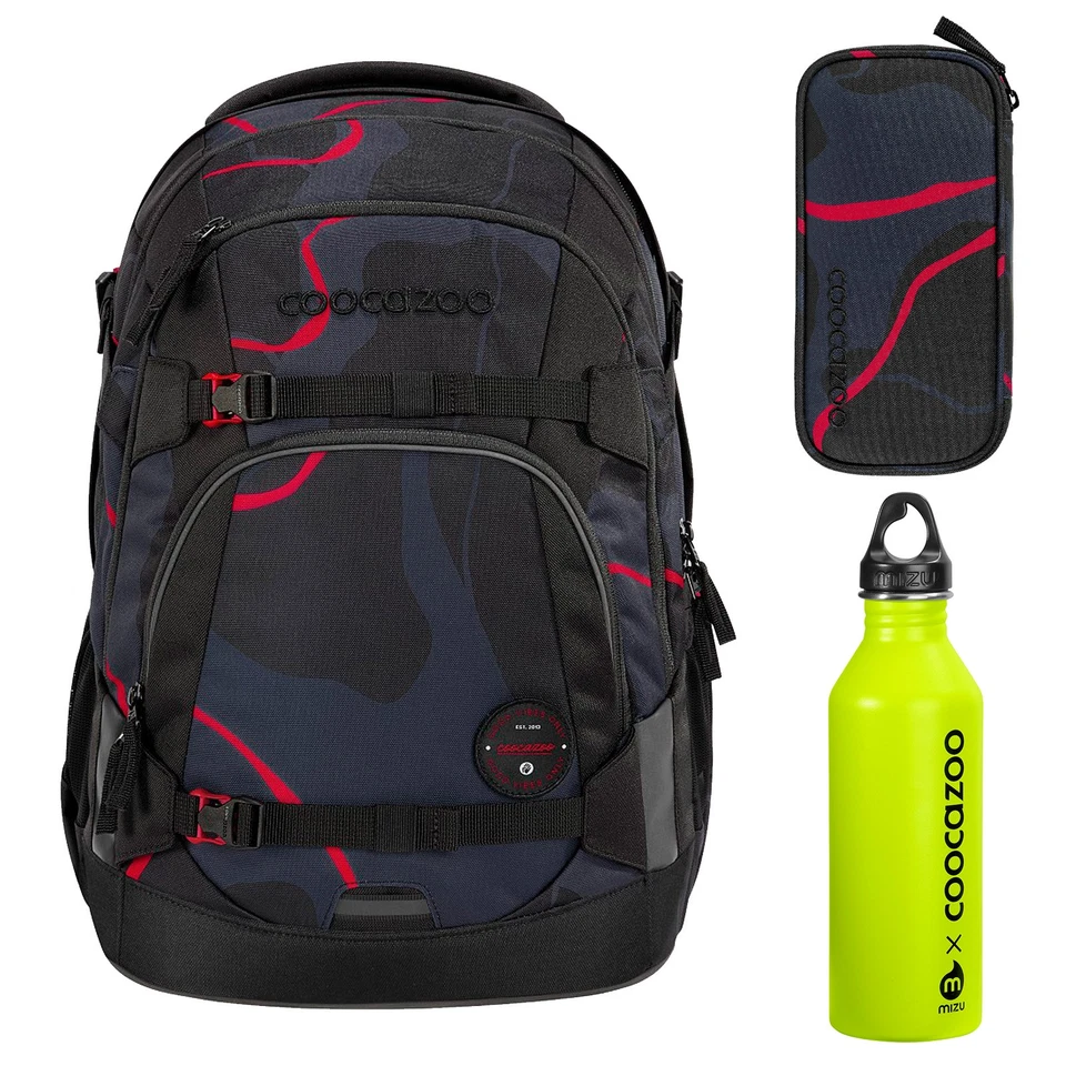 Coocazoo Mate Schulrucksack Set mit Schlampermäppchen und Edelstahl-Trinkflasche