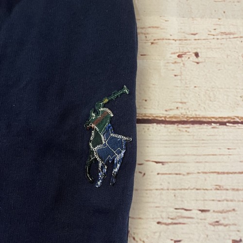 Polo Ralph Lauren Hoodie Sweatpants Boys Kids Sz 8 Navy Plaid Big Pony Patchwork - Picture 9 of 11