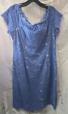 Adrianna Papell Scalloped Blue Lace Lined Dress Anthropologie Women’s Size 16