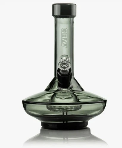 GRAV® SMALL WIDE BASE WATER PIPE IN SMOKE W/ BLACK EUC no bowl*