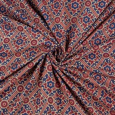 Handmade Block Print Cotton Fabric by The Yard, Indian Fabric Textile, Hand-Dyed