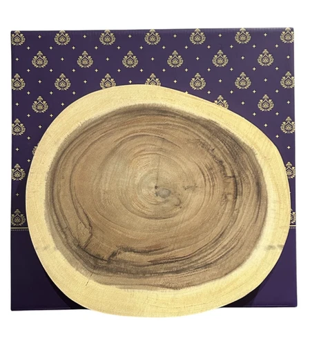 TALENT Wood Cutting Board, Round Cutting Board with Original Bark 12.4 Inch
