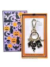 True To Form Halloween Black Snake Cat Tarot Moon Star Key Chain Bag Charm NIB