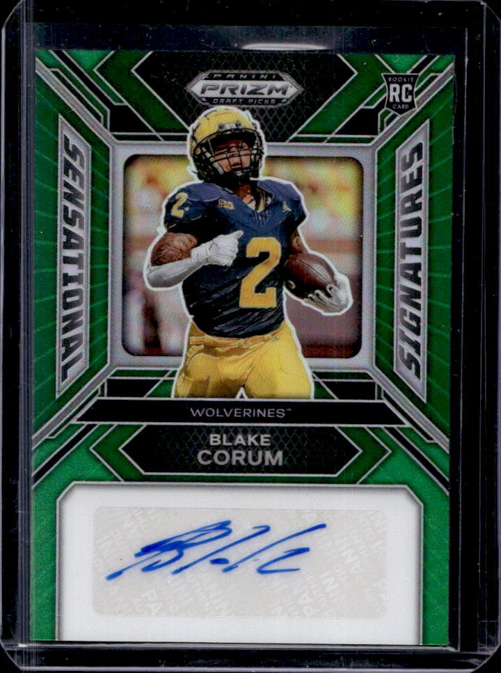 2024 Prizm Draft Picks Blake Corum Sensational Signatures RC Green Auto #SS-BCM