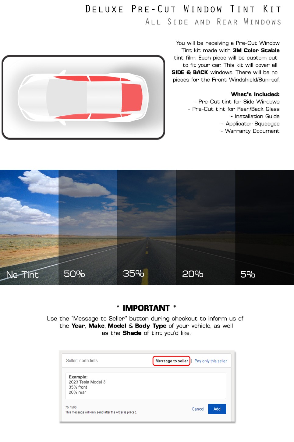 3M COLOR STABLE PreCut Window Tint Film Kit Glass for Aston Martin DBX 2021-2026