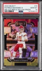 2023 PANINI SELECT DIE-CUT RED & YELLOW PRIZM #49 PATRICK MAHOMES II PSA 10