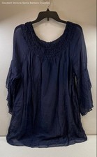 Women's Blue Unbranded Peasant Style Silk Blouse