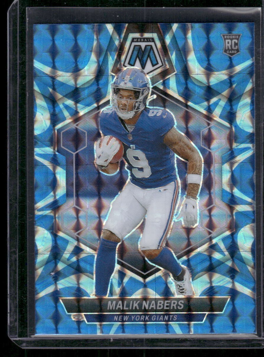 2024 Panini Mosaic - Rookies Malik Nabers #306 Reactive Blue Mosaic Prizm (RC)