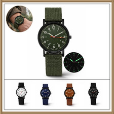 Men's Army Military Luminous 24 Hours Dial Nylon Strap Date Quartz Wrist Watch