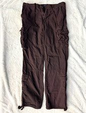 A ropostale Baggy Cargo Pants Women s S Brown Cotton Relaxed Straight 27"