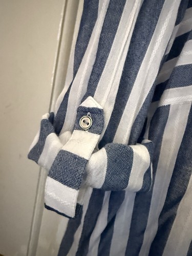 Marks & Spencer Per Una Blue Striped Button Up Blouse Top Shirt - Size 16 - Picture 2 of 11