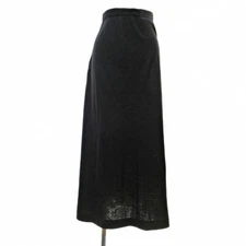 Chanel 98A Wool Silk Long Skirt Coco Mark 40 Black 1202 MNK3