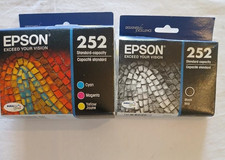 SET of 4 New Genuine Factory Sealed Epson 252 Inkjet Cartridges KCMY EXP 2019