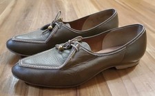 BOWLETTES Vtg 50s Pointy Toe Brown Taupe Leather Bowling Shoes Womens Size 7