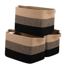 Storage Basket for Organizing, Woven Baskets for 13"x9.85"x8.7" Black & Brown
