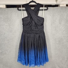 Halston Heritage Black Blue Ombre Halter Neck Party Dress Size 2