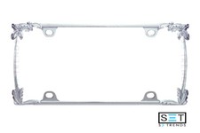 Chrome Slim Design Tropical Palm Tree Metal License Plate Tag Frame Car Truck