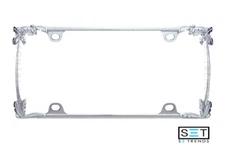 Chrome Slim Design Tropical Palm Tree Metal License Plate Tag Frame Car Truck 