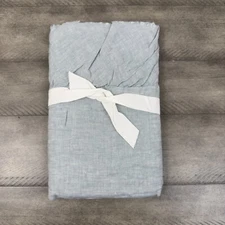 Pottery Barn Belgian Flax Linen Fringe Ruffle Euro Pillow Sham Mineral Blue NWOT