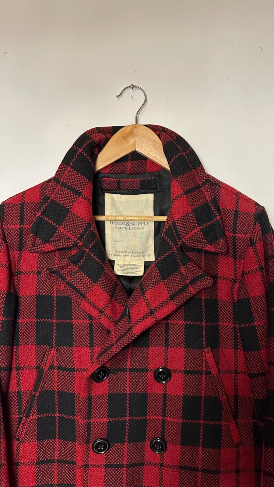 Ralph Lauren Denim & Supply Plaid Pea Coat New RRL style red black eBay