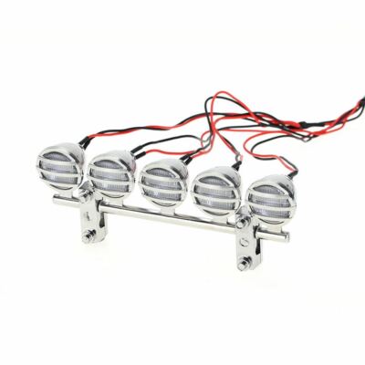 LED RC Light Bar Set 5 Spotlight RC Crawler Tamiya F-350 Clodbuster Chrome Roof