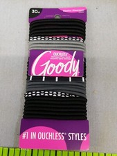 Goody Ouchless Black Ponytail Holder Elastics Hair Tie Gentle Hair Ties 30Ct