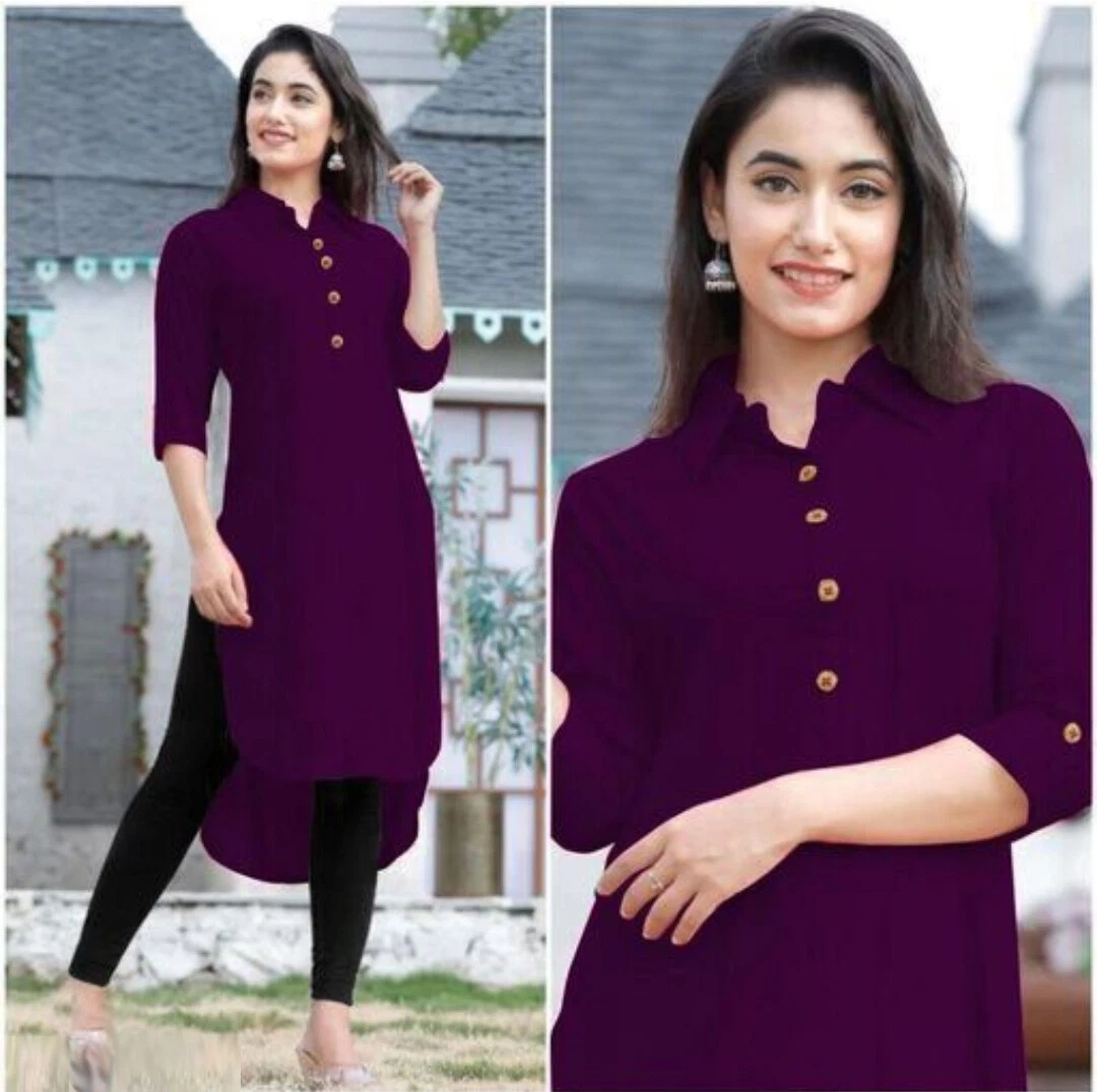 Wine Purple Anarkali Kurti with Embroidery Work in Georgette -...