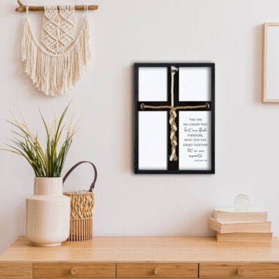 Matthew 19:6 What God Has Joined Sign 15''X10'' Cord of Three Strands Unity. FRAME
