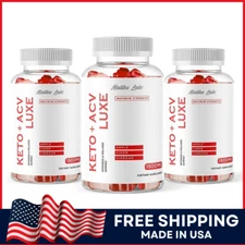 Keto Luxe ACV Gummies 1500mg Keto Slimming Gummies Apple Cider Vinegar 3-Pack