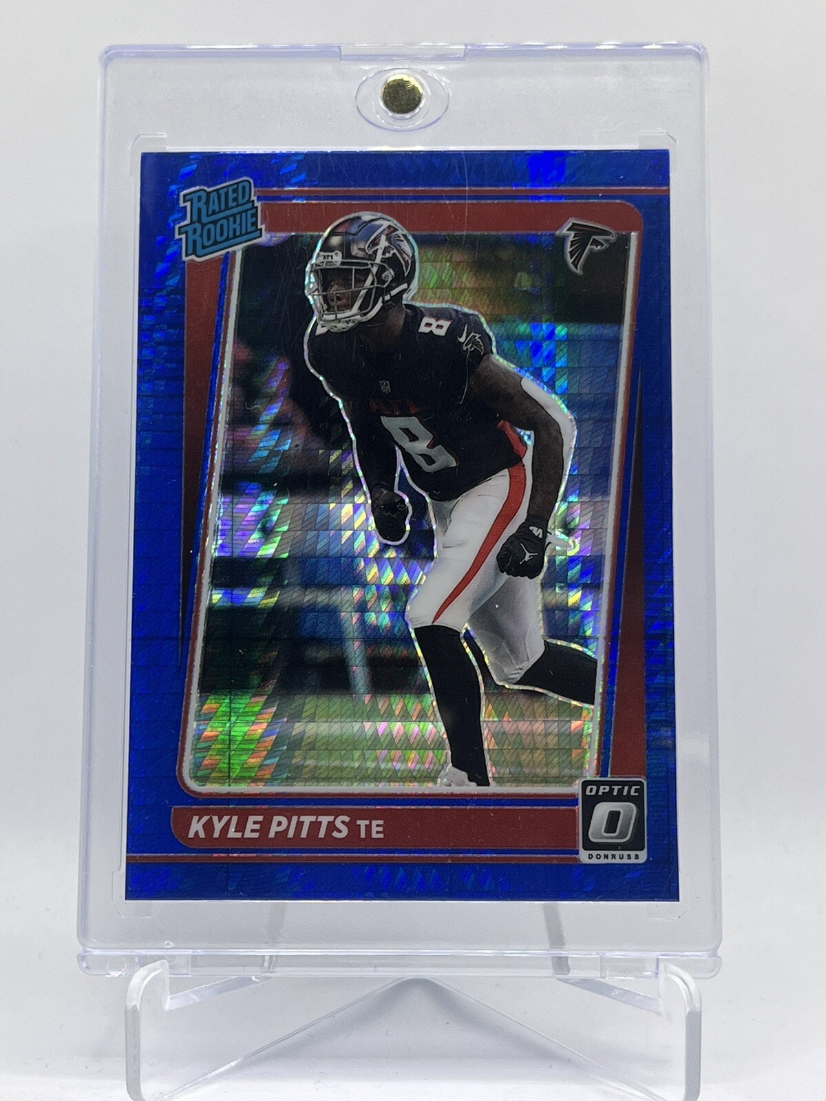 2021 Donruss Optic Rated Rookie Kyle Pitts RC Blue Hyper Prizm #211 Falcons