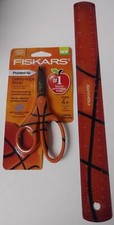 Fiskars 134302-1001 Basketball MVP 5" Non-Stick Pointed Tip Kid Scissors  Ruler
